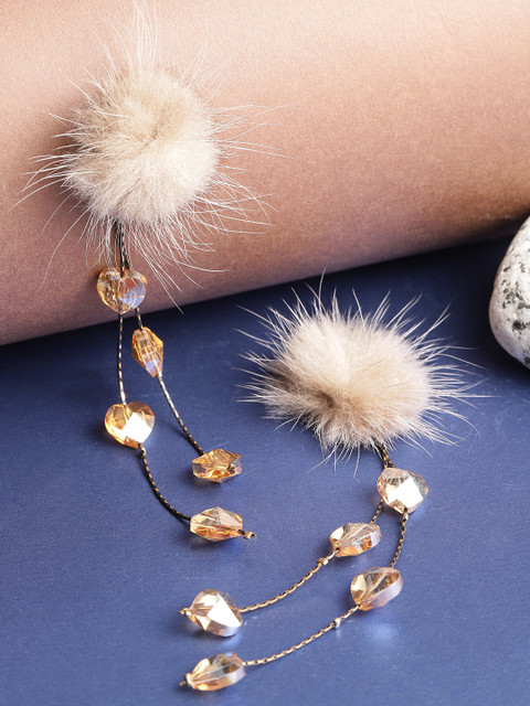 

PRITA Beige Gold-Plated Handcrafted Contemporary Drop Earrings