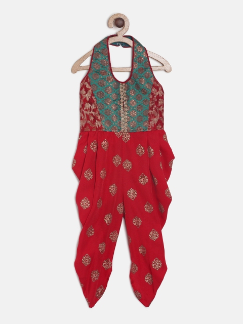 

Twisha Girls Red & Green Printed Basic Jumpsuit