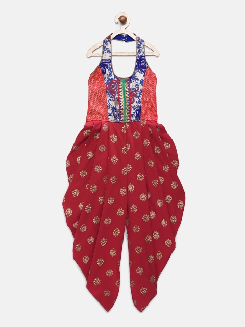 

Twisha Girls Red & Beige Printed Basic Jumpsuit