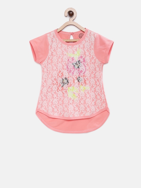 

TAMBOURINE Girls Pink Printed Round Neck T-shirt