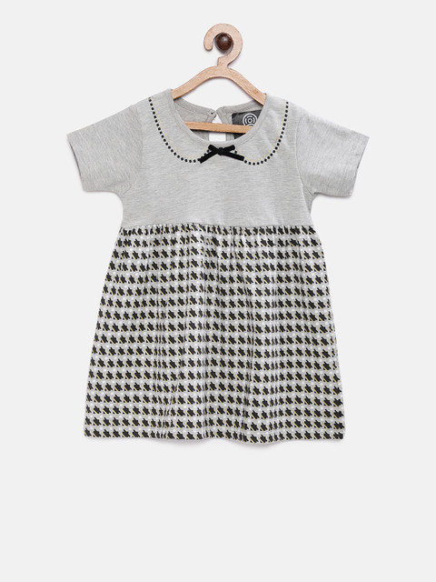 

TAMBOURINE Girls Grey & Black Printed A-Line Dress