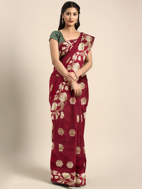 

Viva N Diva Rust Red Woven Design Silk Blend Banarasi Saree