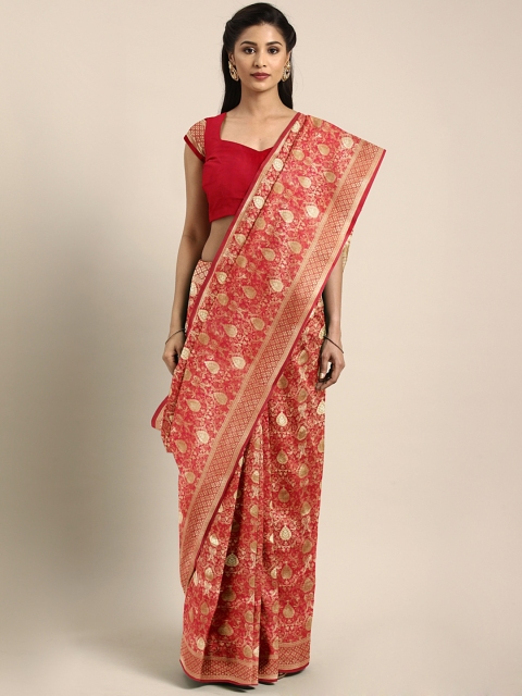 

Viva N Diva Red & Gold-Coloured Woven Design Art Silk Saree