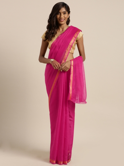 

Viva N Diva Pink Solid Polycotton Saree