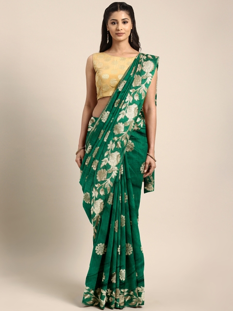 

Viva N Diva Green Woven Design Silk Blend Saree