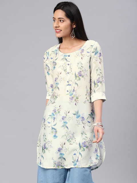 

Alena Women Off-White Floral Printed Straight Kurta