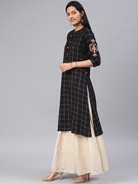 

Alena Women Black & White Checked A-Line Kurta