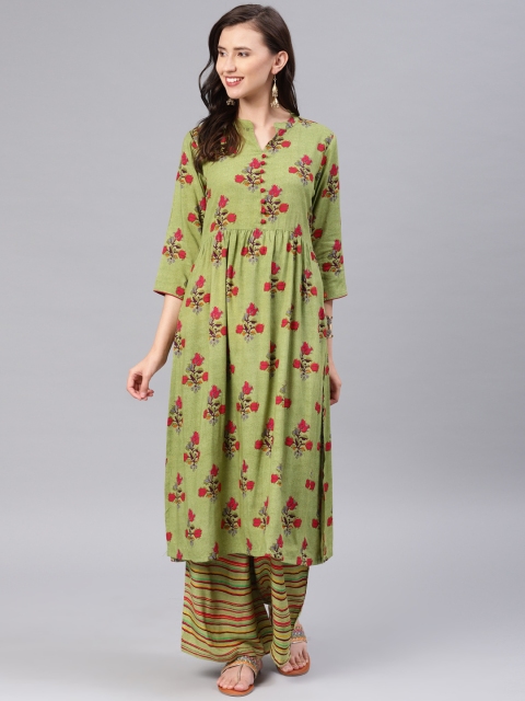 

Alena Women Green & Red Printed Kurta with Palazzos