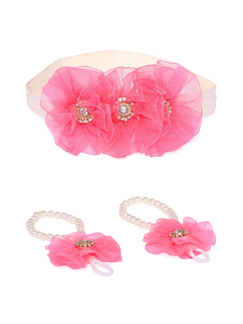 

Magic Needles Girls Fuchsia Pink Set of 2 Floral Barefoot Sandals