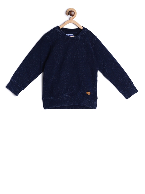 

612 league Boys Navy Blue Solid Sweater