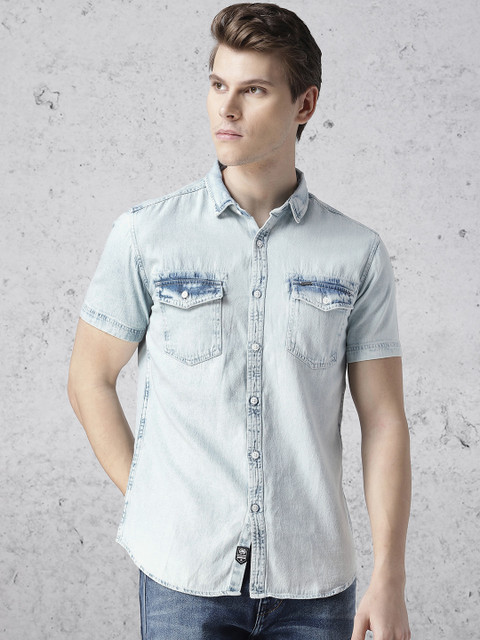 

Ecko Unltd Men Blue Slim Fit Faded Casual Shirt