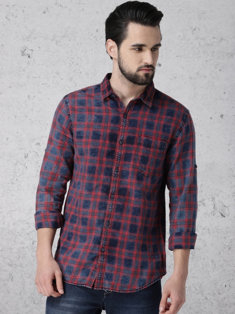 

Ecko Unltd Men Blue & Red Slim Fit Checked Casual Shirt