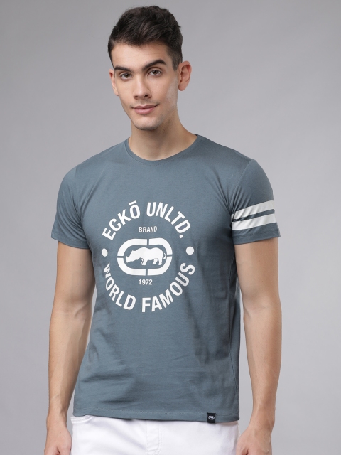 

Ecko Unltd Men Teal Green & White Printed Round Neck T-shirt