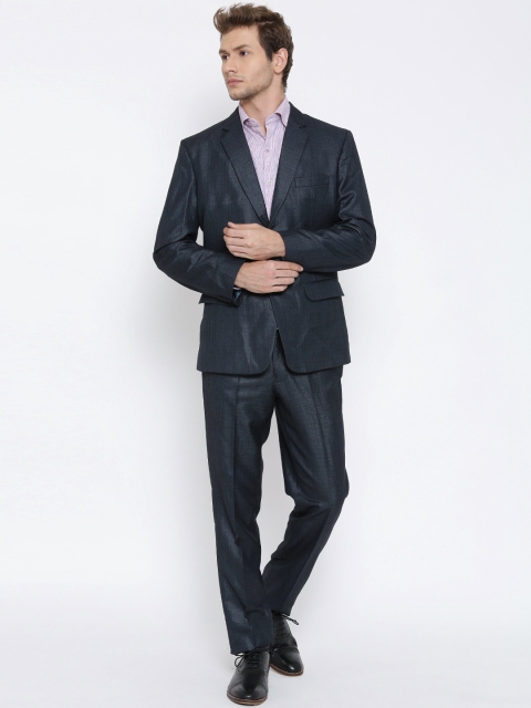 

Four One Oh Men Navy Tailored Fit Single-Breasted Party Suit, Navy blue