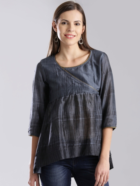 

Fabindia Grey & Black Hand Tie-Dyed Tunic