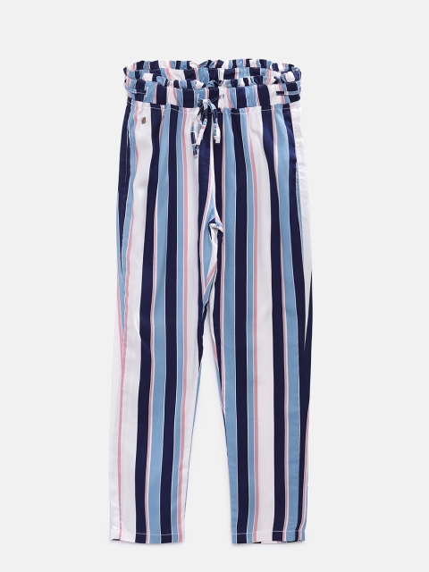 

TALES & STORIES Girls Multicoloured Regular Fit Striped Regular Trousers, Multi