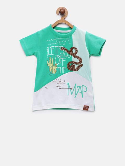 

TALES & STORIES Boys Green Printed Round Neck T-shirt
