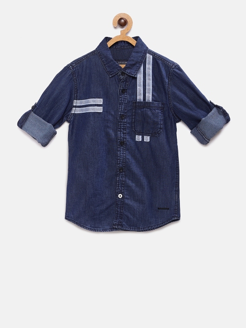 

TALES & STORIES Boys Navy Blue Regular Fit Solid Casual Shirt