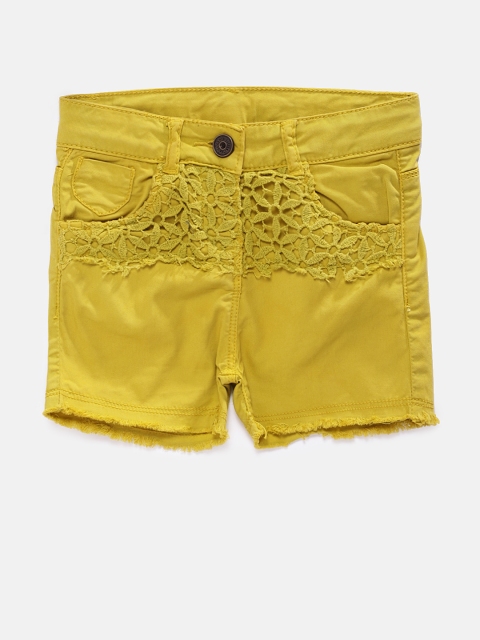 

TALES & STORIES Girls Yellow Self Design Regular Fit Regular Shorts