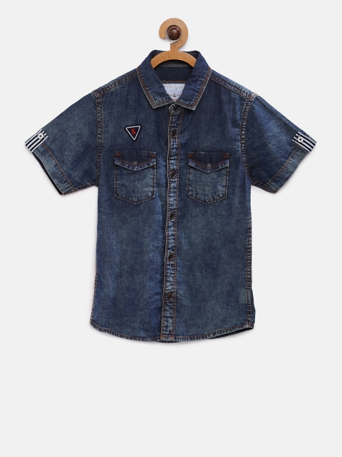 

TALES & STORIES Boys Blue Regular Fit Denim Casual Shirt