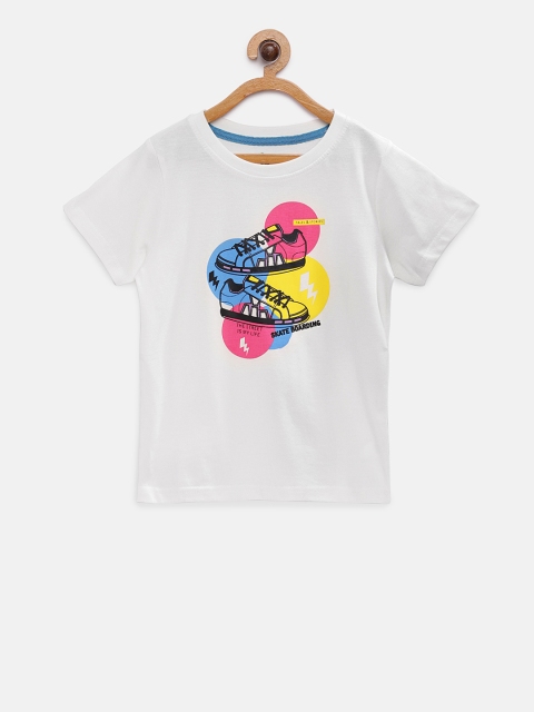 

TALES & STORIES Boys White Printed Round Neck T-shirt