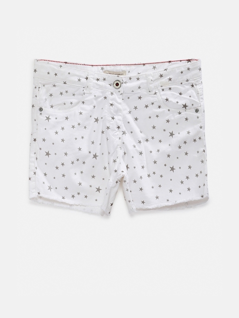 

TALES & STORIES Girls White Printed Regular Fit Regular Shorts