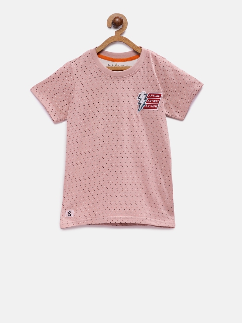 

TALES & STORIES Boys Peach-Coloured Printed Round Neck T-shirt