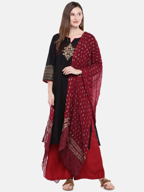 

Ethnicity Women Maroon Printed Dupatta