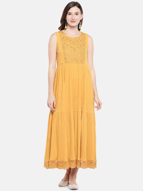 

Ethnicity Women Mustard Yellow Maxi Dress