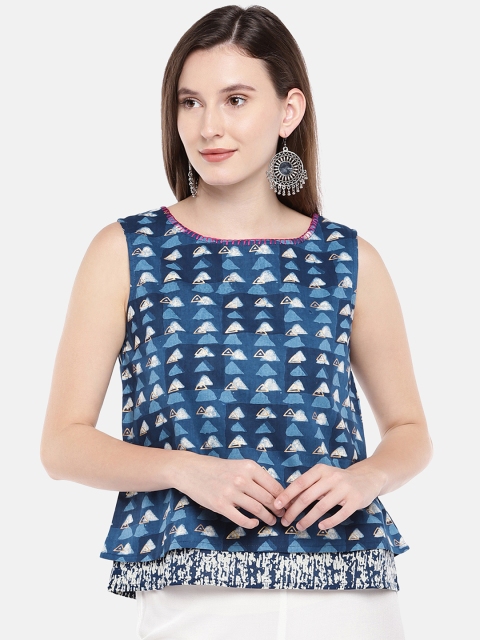 

Ethnicity Women Blue Printed Top