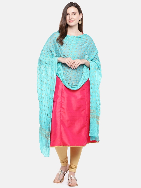 

Ethnicity Turquoise Blue Printed Dupatta