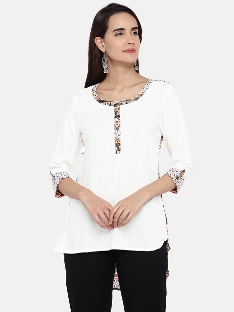 

Ethnicity Women White Printed Tunic