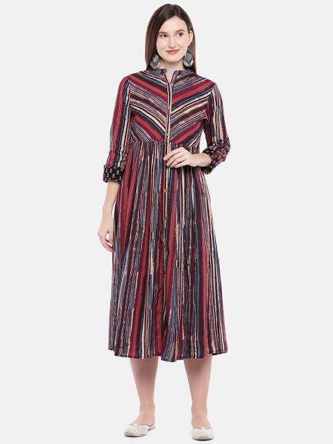 

Ethnicity Women Multicoloured Fit and Flare Dress, Multi