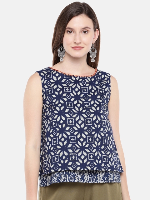 

Ethnicity Women Blue Printed Top