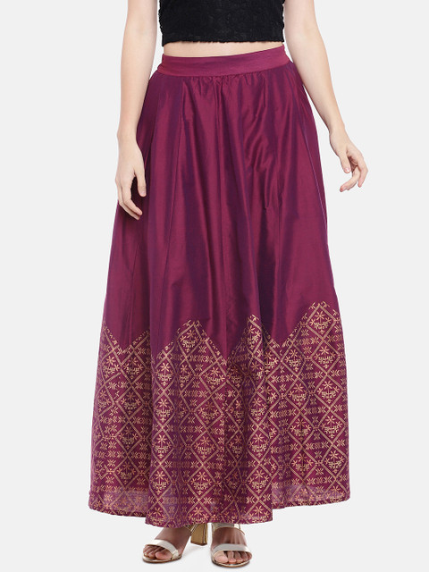 

Ethnicity Women Purple Printed Flared Maxi Skirt