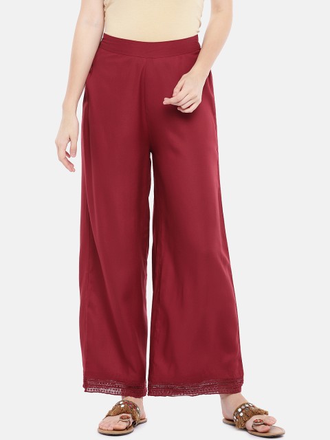 

Ethnicity Women Maroon Solid Straight Palazzos