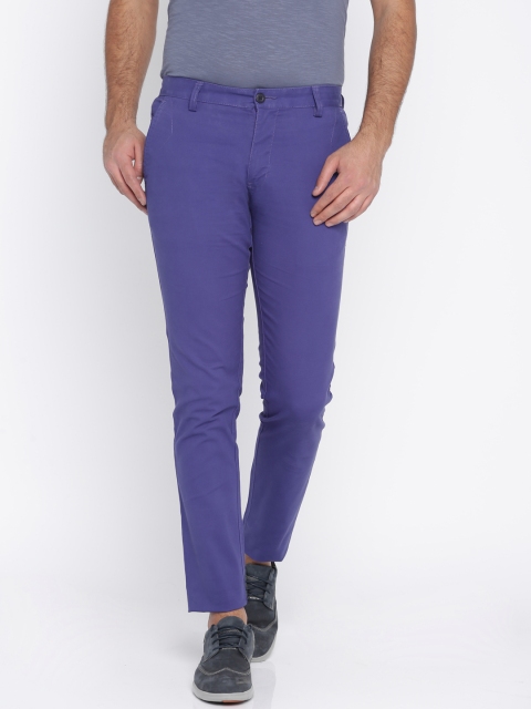 

Parx Men Blue Tapered Fit Solid Chinos