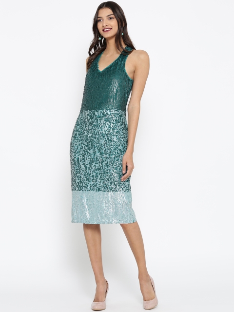 

Vero Moda Marquee by Kangana Ranaut Green Sequinned Midi Dress