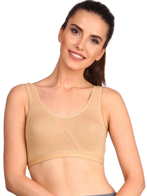 

Jockey Women Beige Solid Non-Wired Non Padded Sports Bra 1376-0105