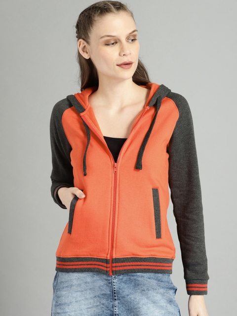 

The Roadster Lifestyle Co Women Red Solid Hooded Sweatshirt