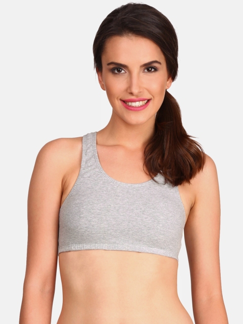 

Jockey Grey Melange Slip-On Sport Top Bra 13760105
