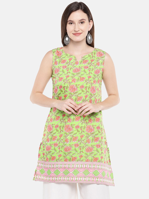 

Ethnicity Women Green Printed Straight Kurti