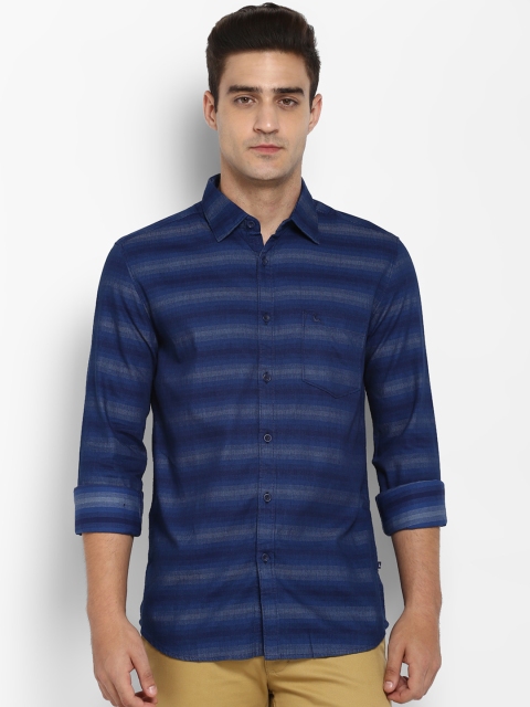 

Parx Men Blue Slim Fit Striped Casual Shirt