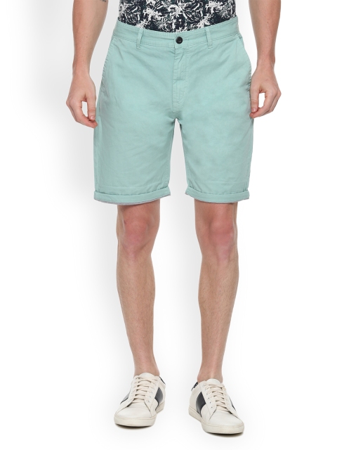 

People Men Sea Green Solid Regular Fit Chino Shorts