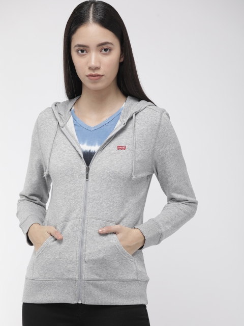 

Levis Women Grey Solid Hooded Sweatshirt