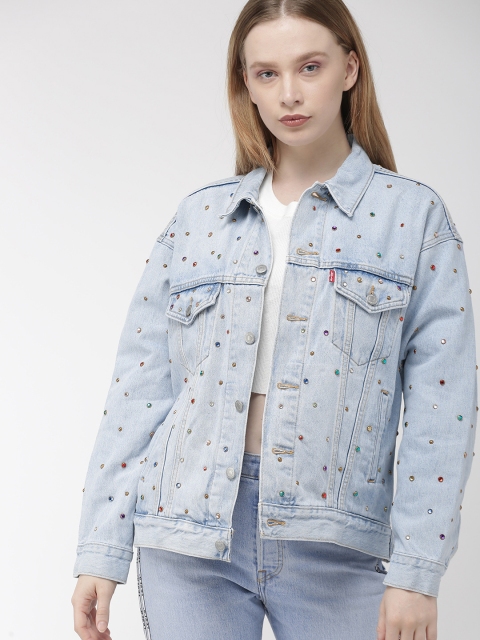 

Levis Women Blue Solid Denim Jacket