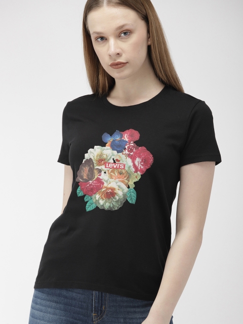

Levis Women Black Printed Round Neck T-shirt
