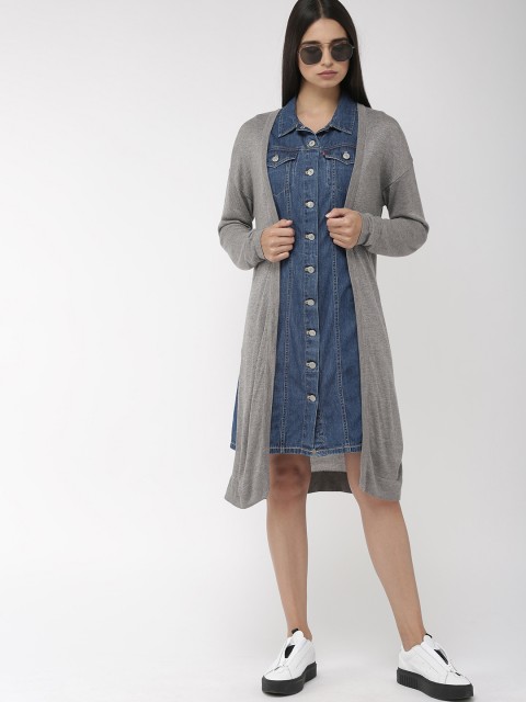 

Levis Women Grey Solid Open Front Shrug