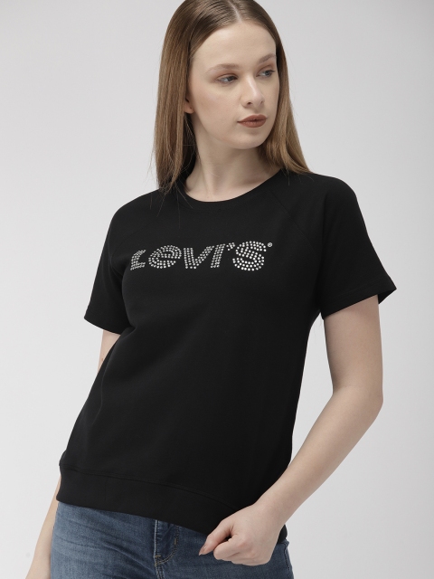 

Levis Women Black Solid Embellished Detail Sweatshirt