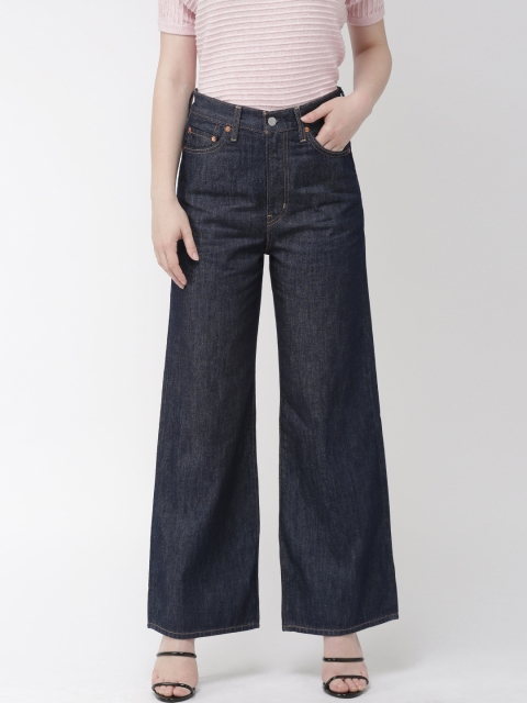 

Levis Women Navy Blue Flared Ribcage Wide Leg Super High-Rise Clean Look Jeans